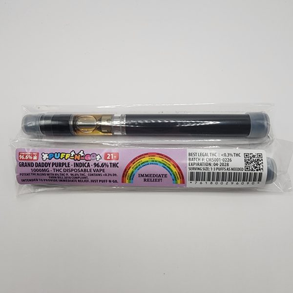 puffngo-1000mg-grand-daddy-purple Puff-n-Go Grand Daddy Purple | 1000mg THC Disposable Vape - Indica