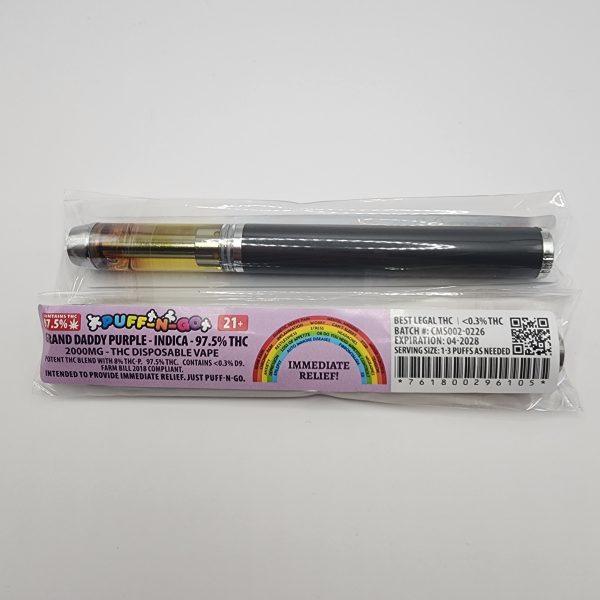 puffngo-2000mg-grand-daddy-purple Puff-n-Go Grand Daddy Purple | 2000mg THC Disposable Vape - Indica